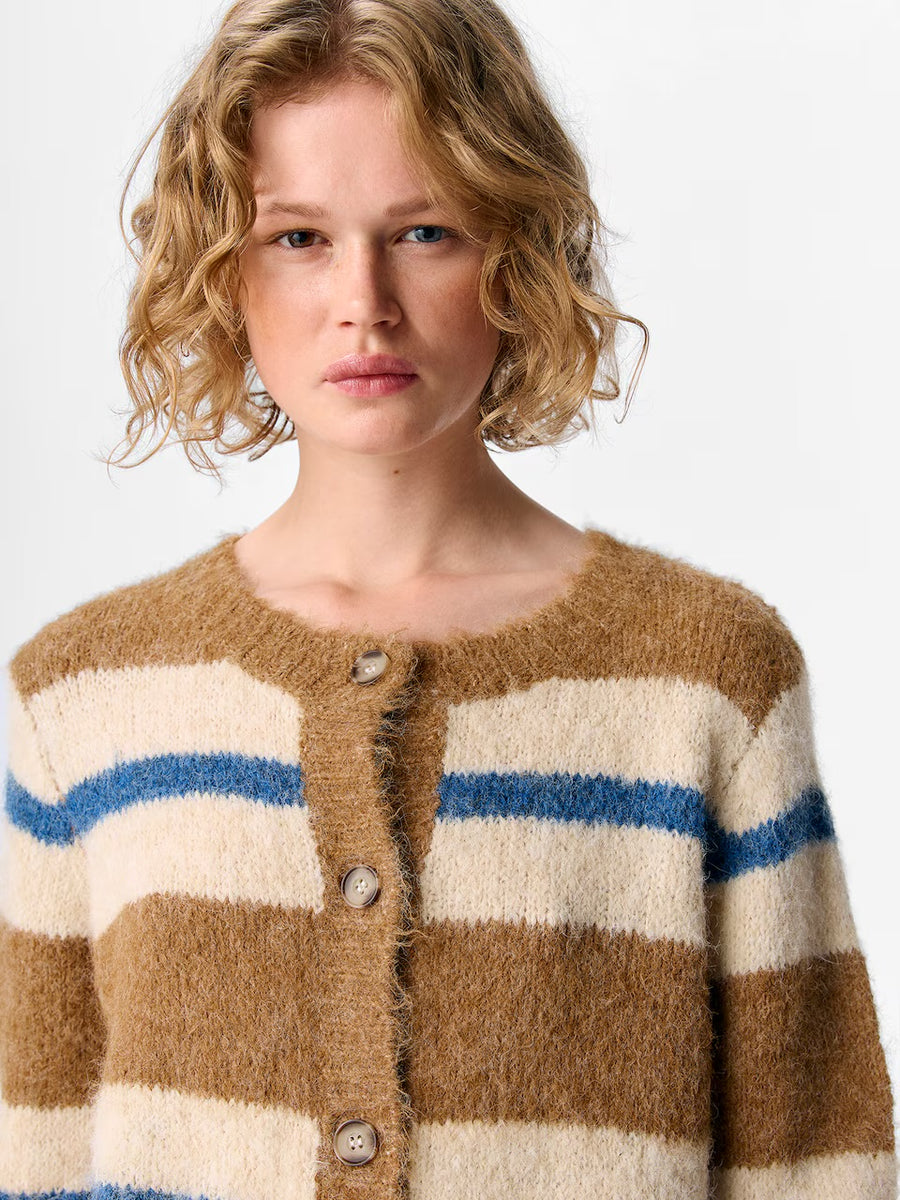 Object Objgalia Knit Cardigan Tannin Melange
