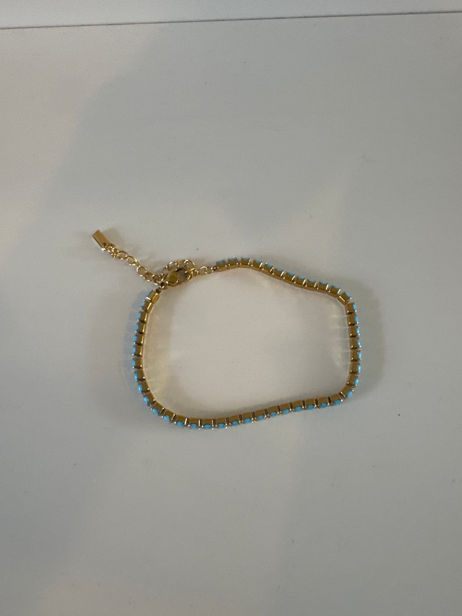 ETWW 18K Gold Plated Turquoise Stone Bracelet