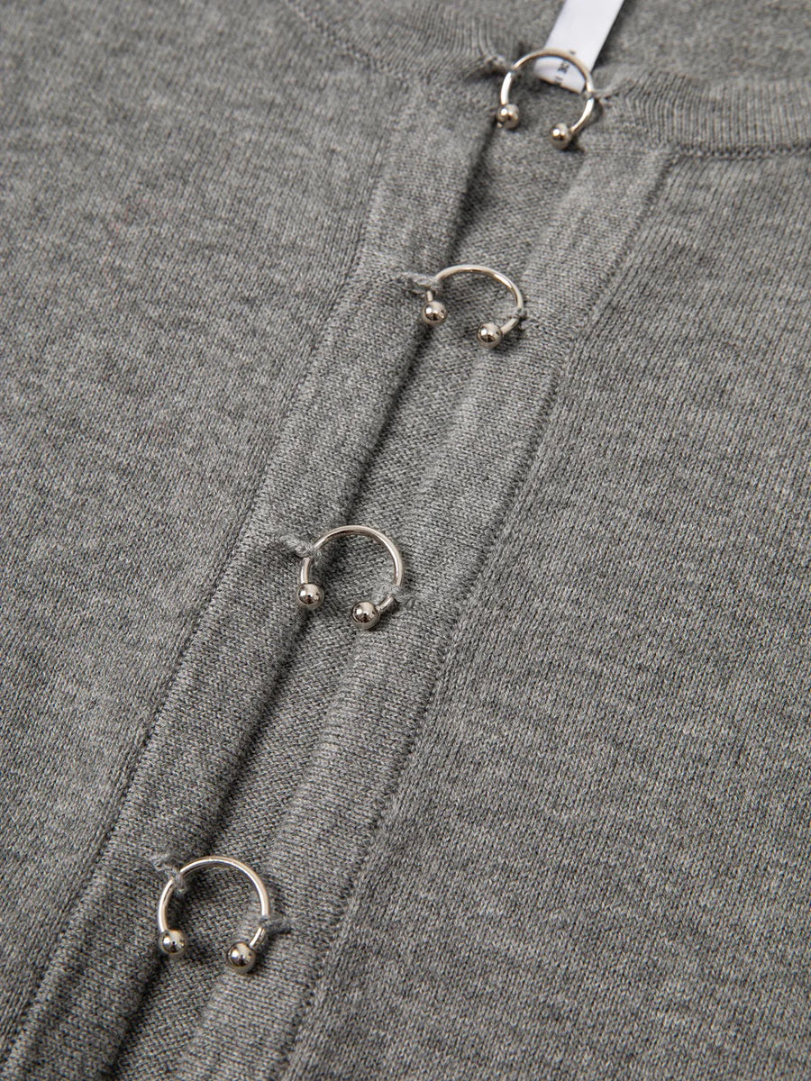 Jakke Cyra Cardigan Grey Metal Button