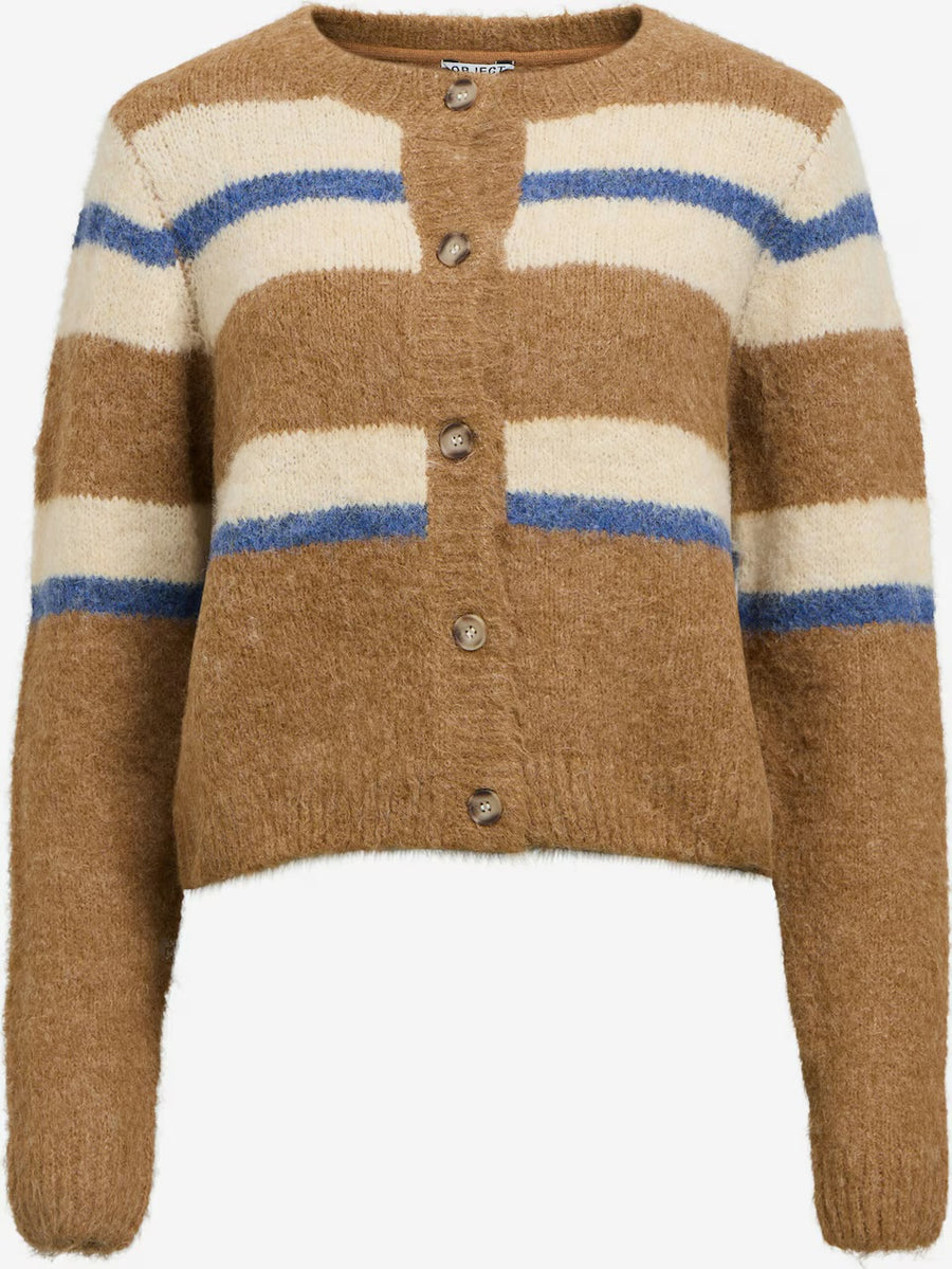 Object Objgalia Knit Cardigan Tannin Melange