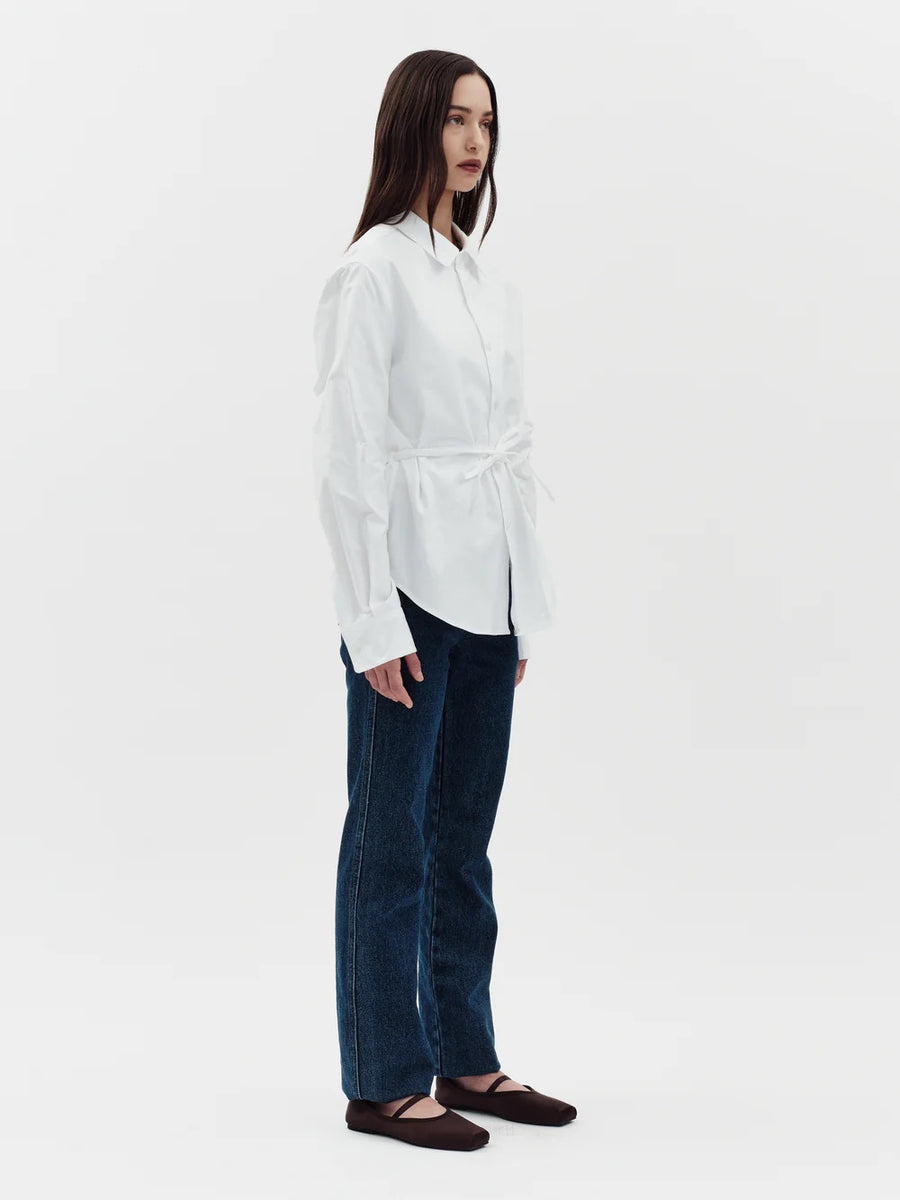 Jakke Tie Shirt Blouse White Cotton