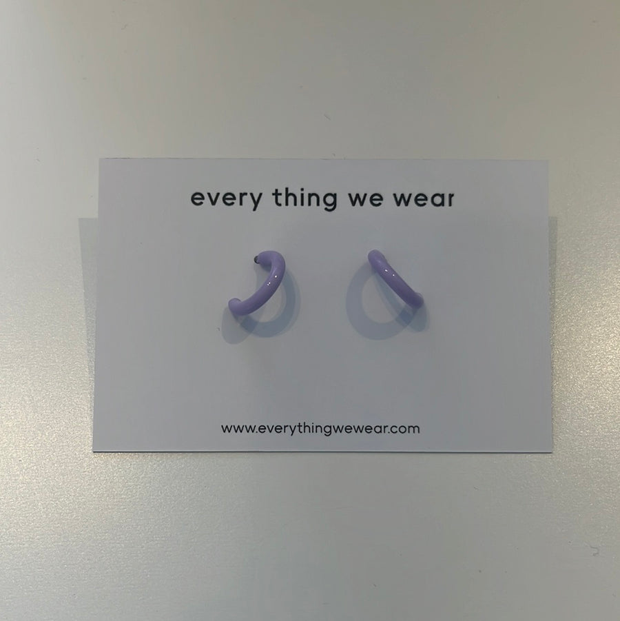 ETWW Silver Purple Enamel Mini Hoops