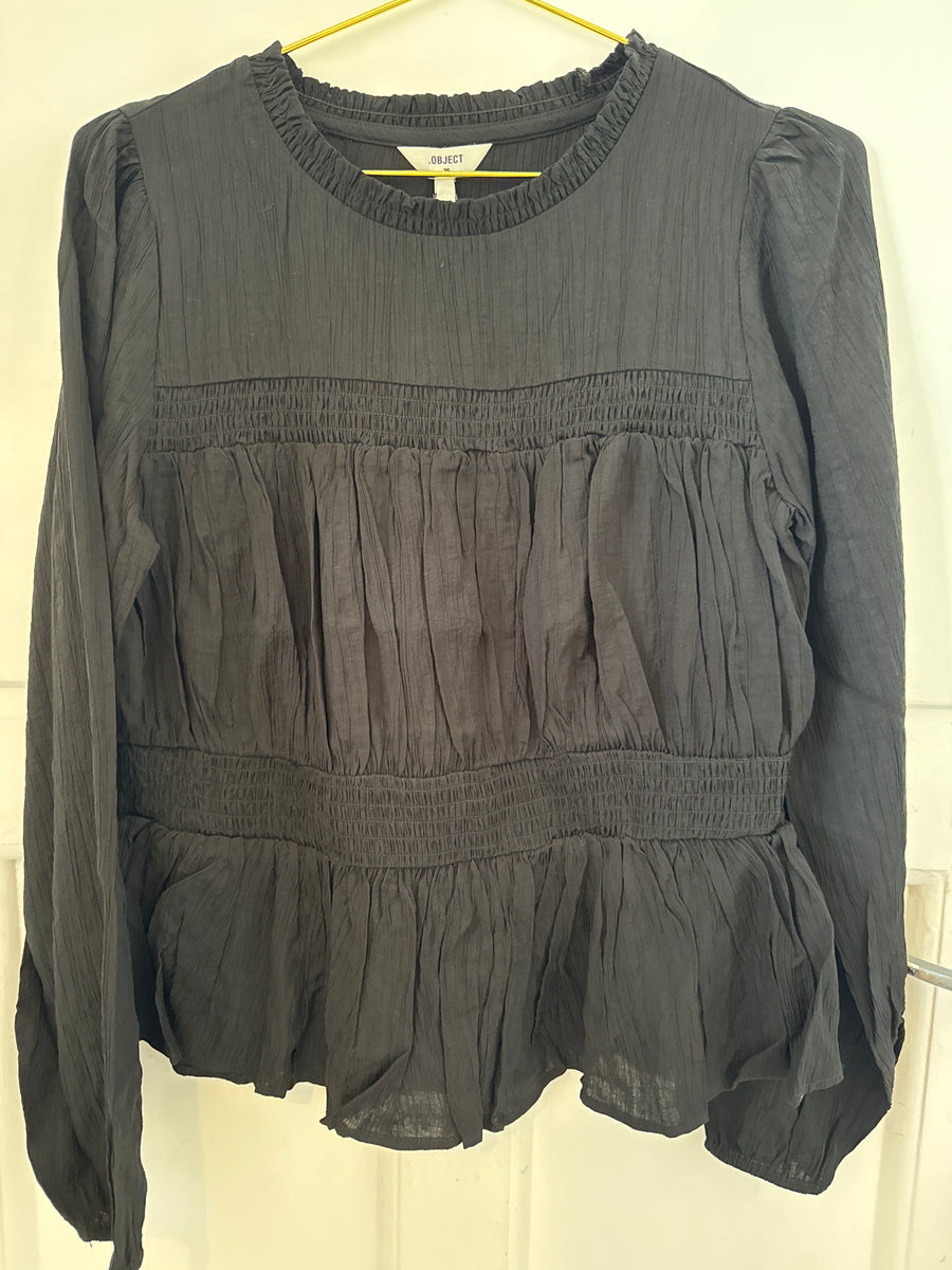 Object Dikte Long Sleeve Blouse Black