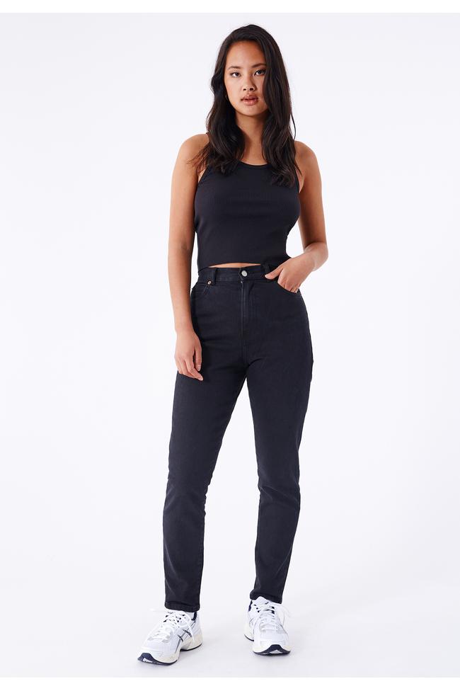 Dr Denim Nora Mom Jeans Washed Black Stretch Jeans