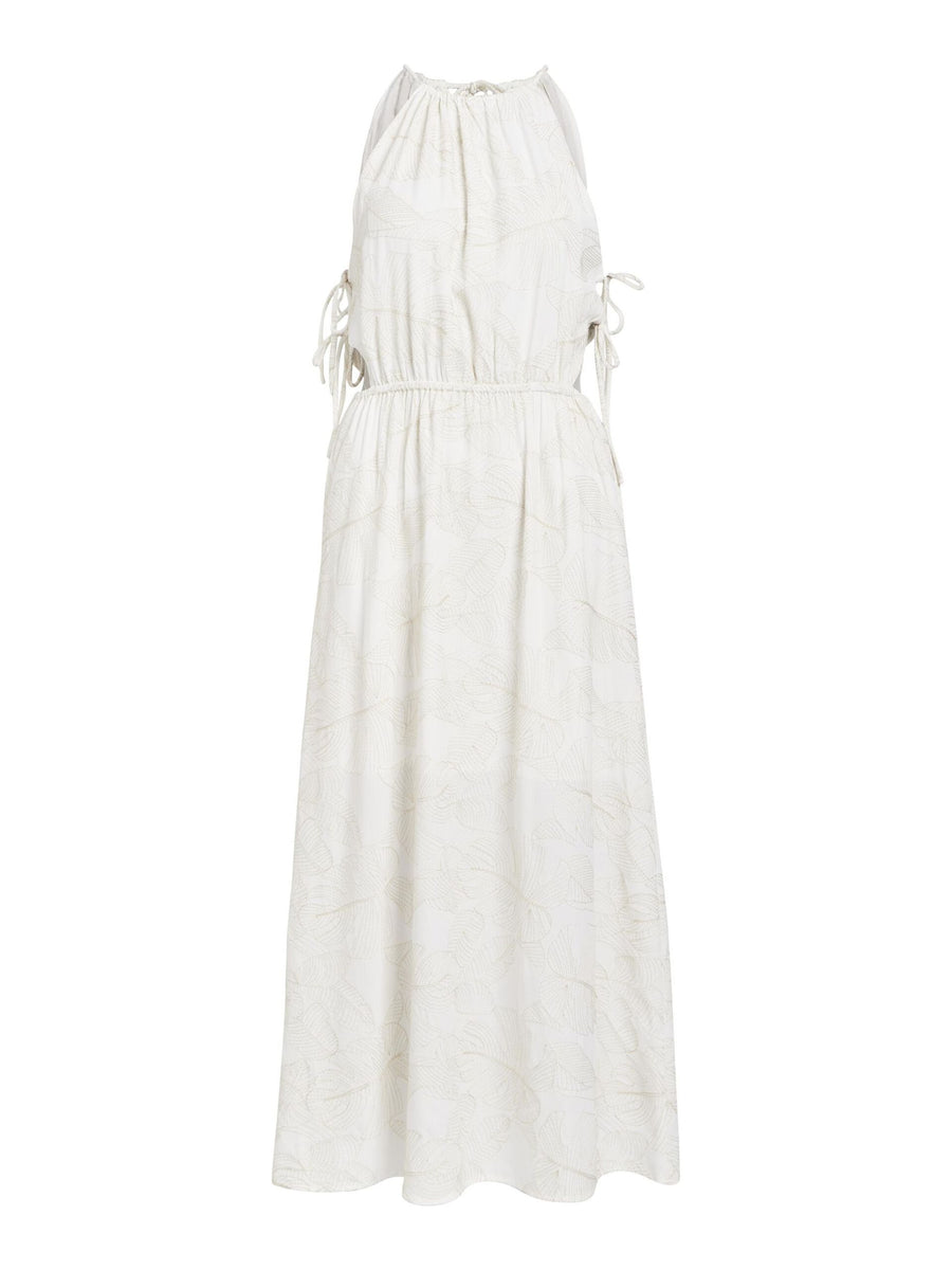 Object Lamira Maxi Dress Cut Out Waist Detail Ecovera Off White Beige Embroidery