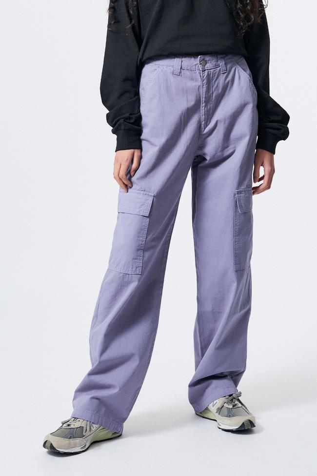 Dr Denim Donna Cargo Trousers Pants Granite Blue