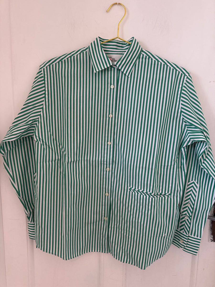 Leon & Harper Celen Green And White Stripe Shirt