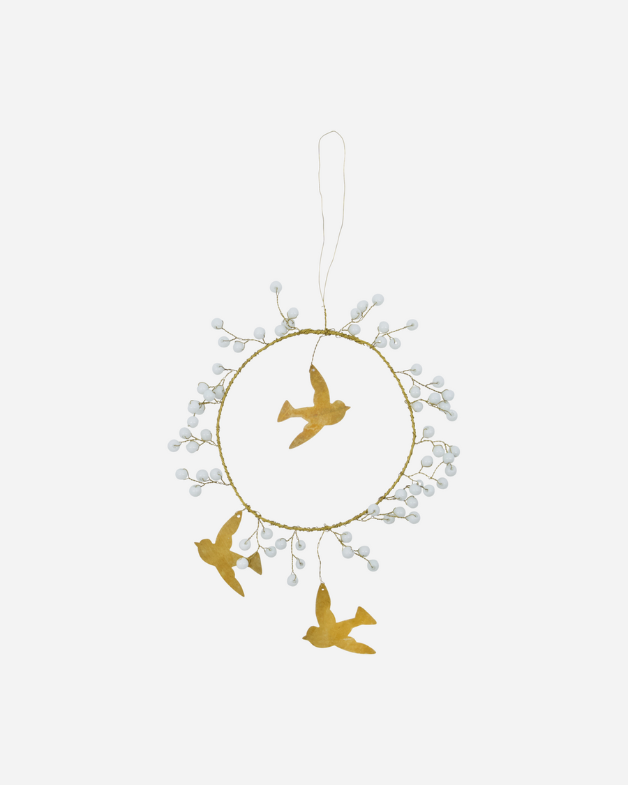 House Doctor Christmas Ornament, HDBird, White Brass