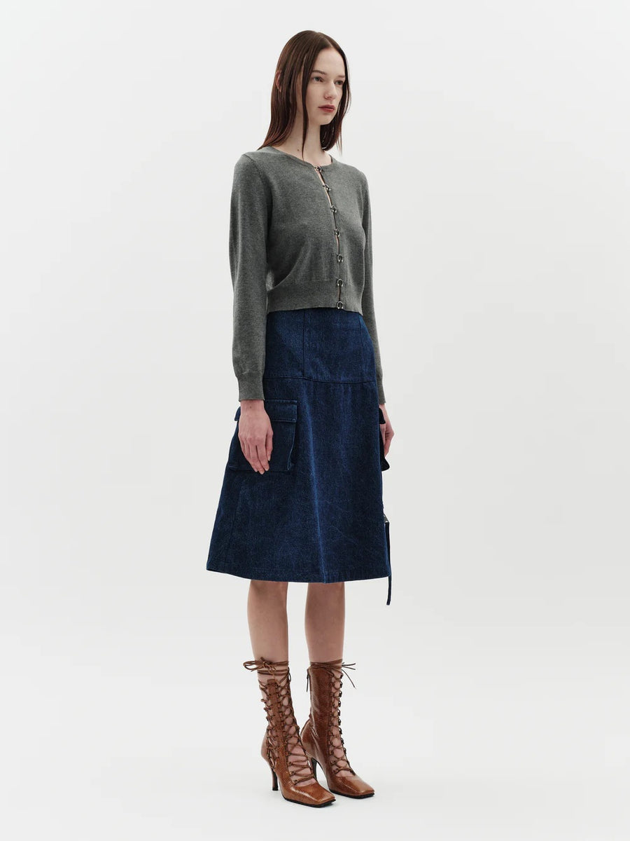 Jakke Cyra Cardigan Grey Metal Button