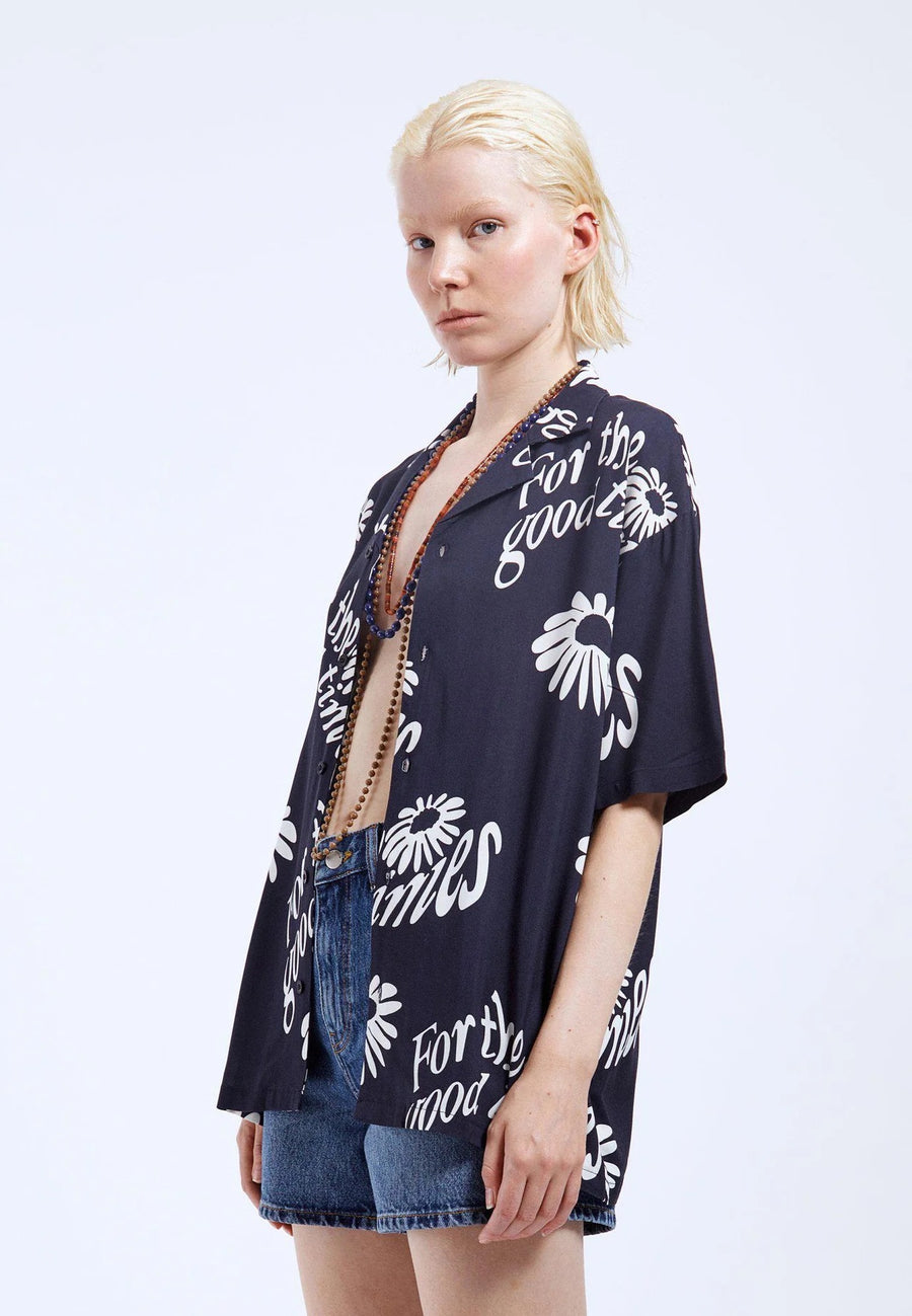Dr Denim Madi Shirt Blouse Navy Flower