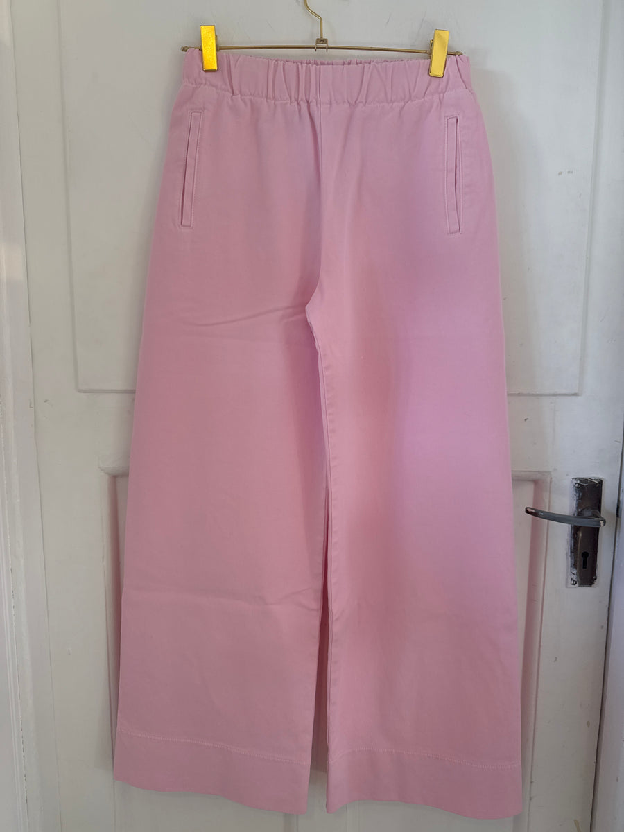 Hod Paris Jimmy Trousers Candy Pink Denim Wide Leg Elasticated Waist