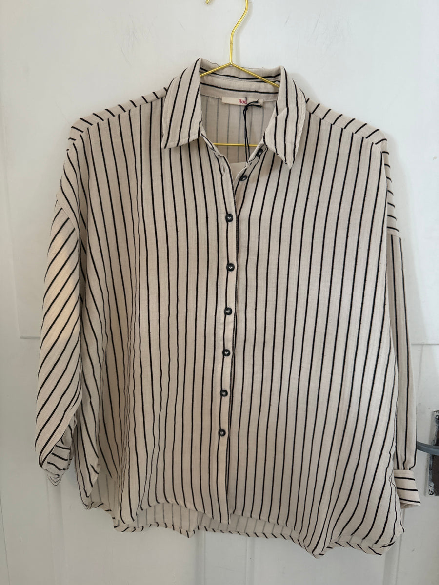 Hod Kelly Stripe Shirt Cream Brown