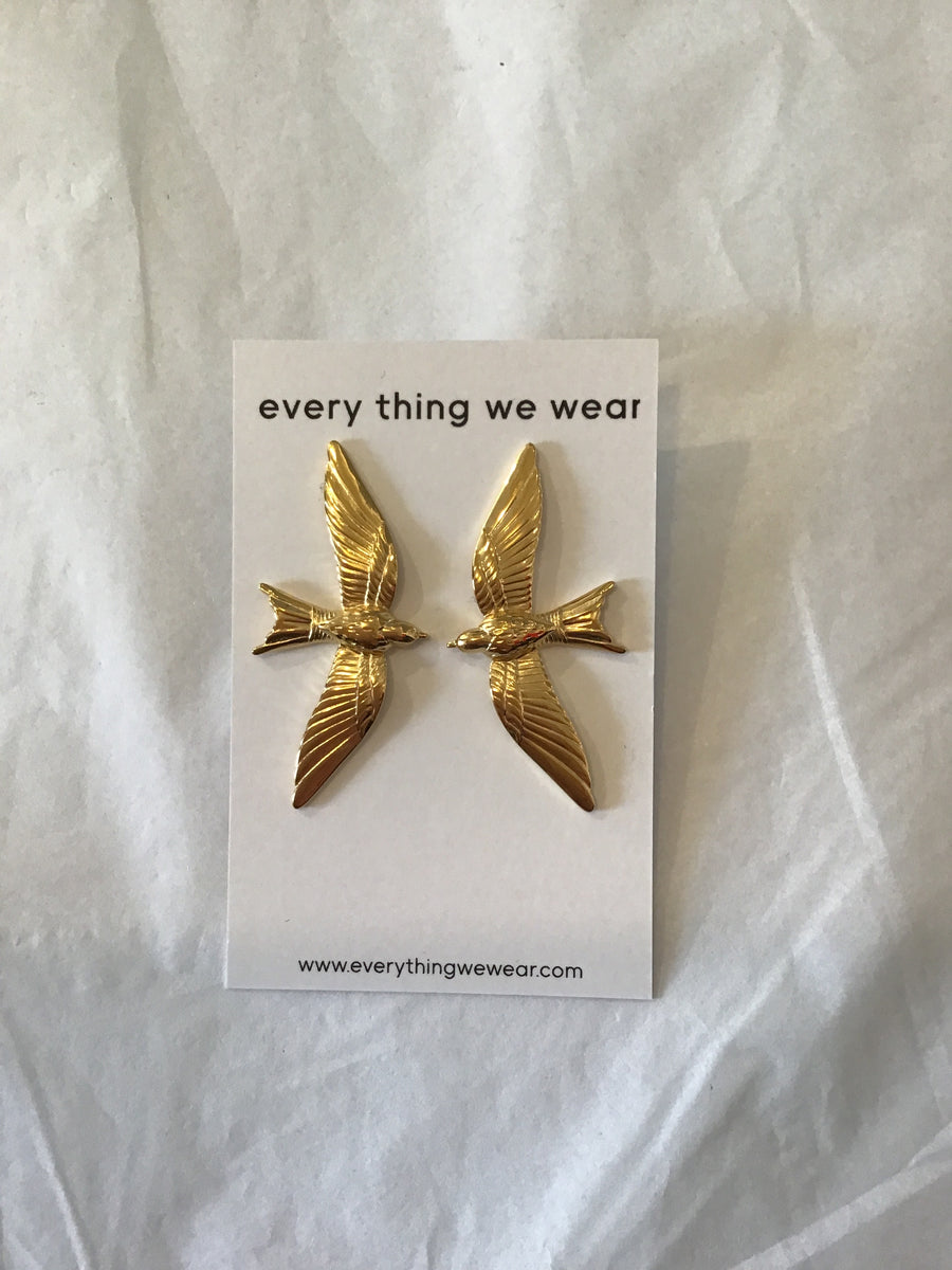 Gold Plated Swallow Earrings