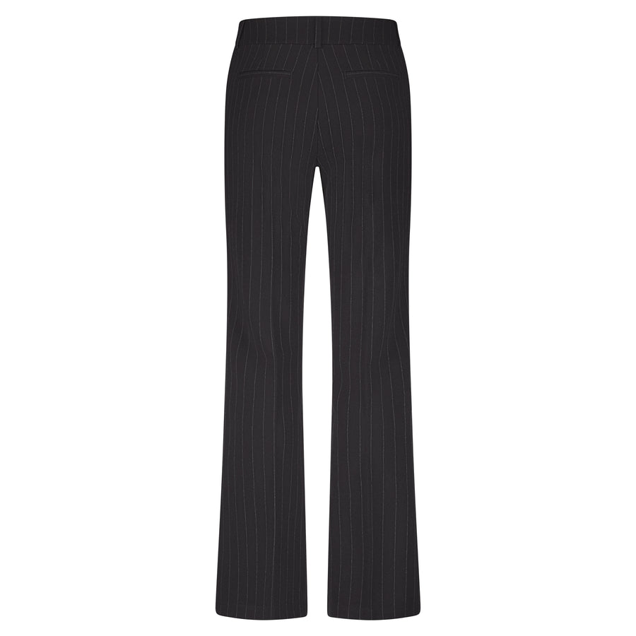Red Button Punta Trousers Wide Leg Navy Pinstripe