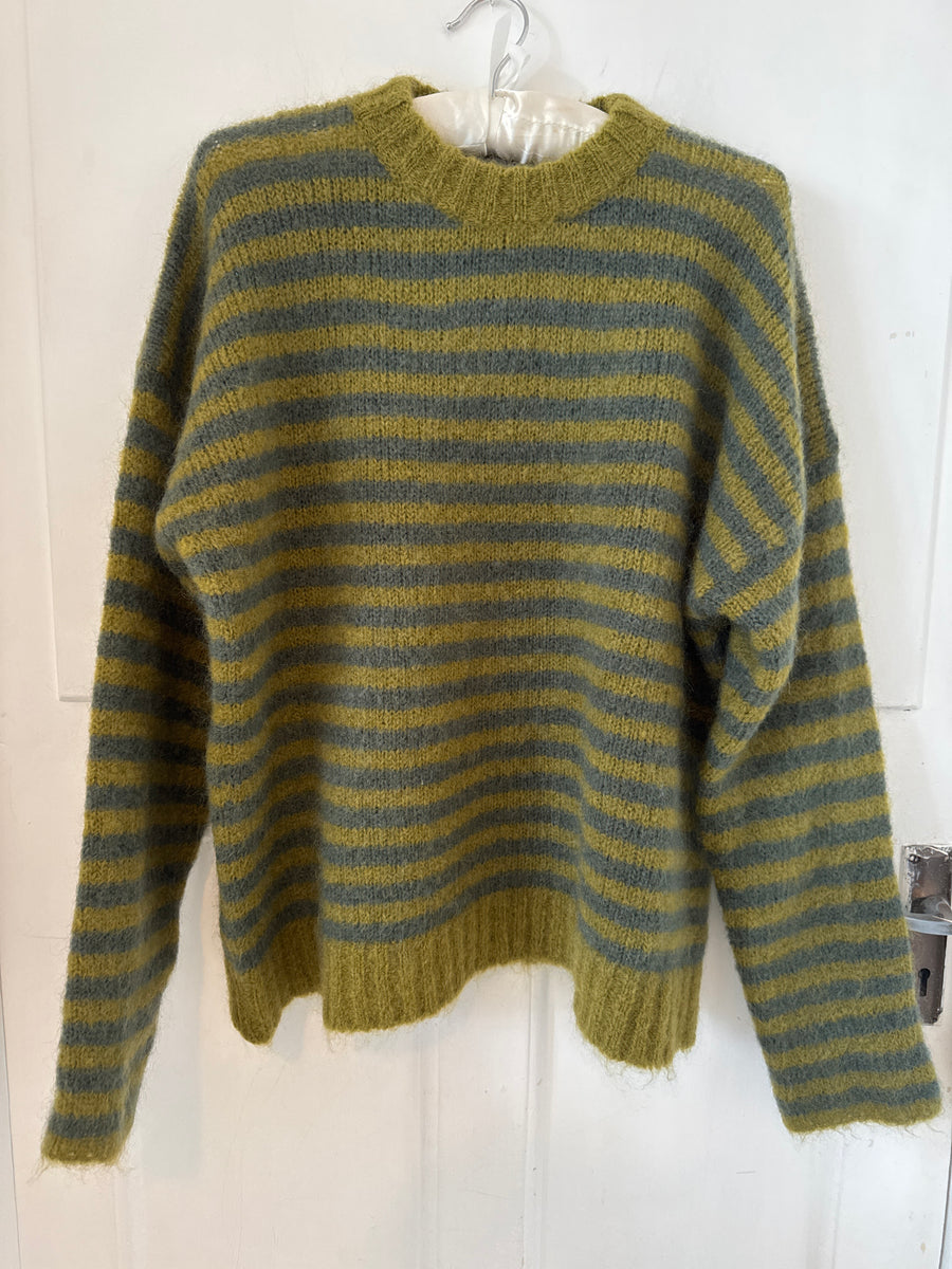Hod Paris Mohair Blend Jumper Green Stripe