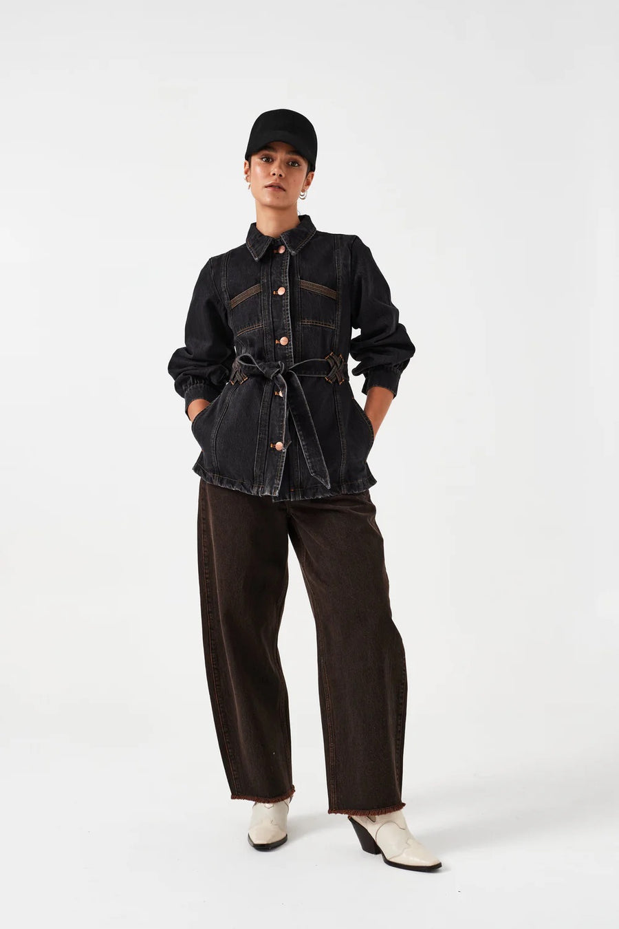 Seventy & Mochi Bo Barrel Leg Jeans Cocoa Brown