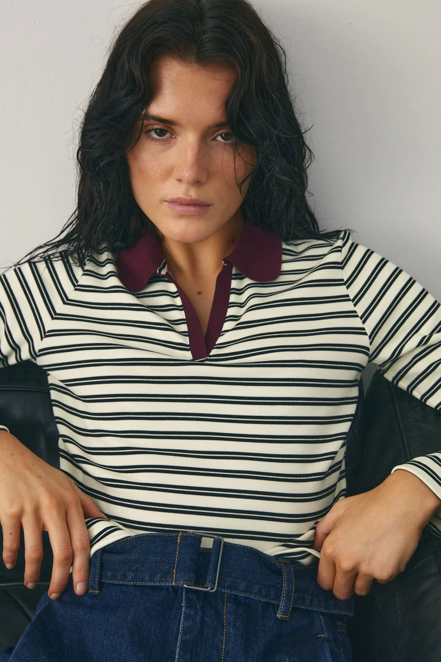 Noella Caryll Black Stripe Top