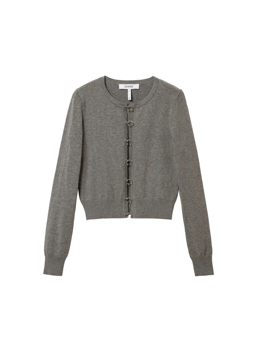 Jakke Cyra Cardigan Grey Metal Button