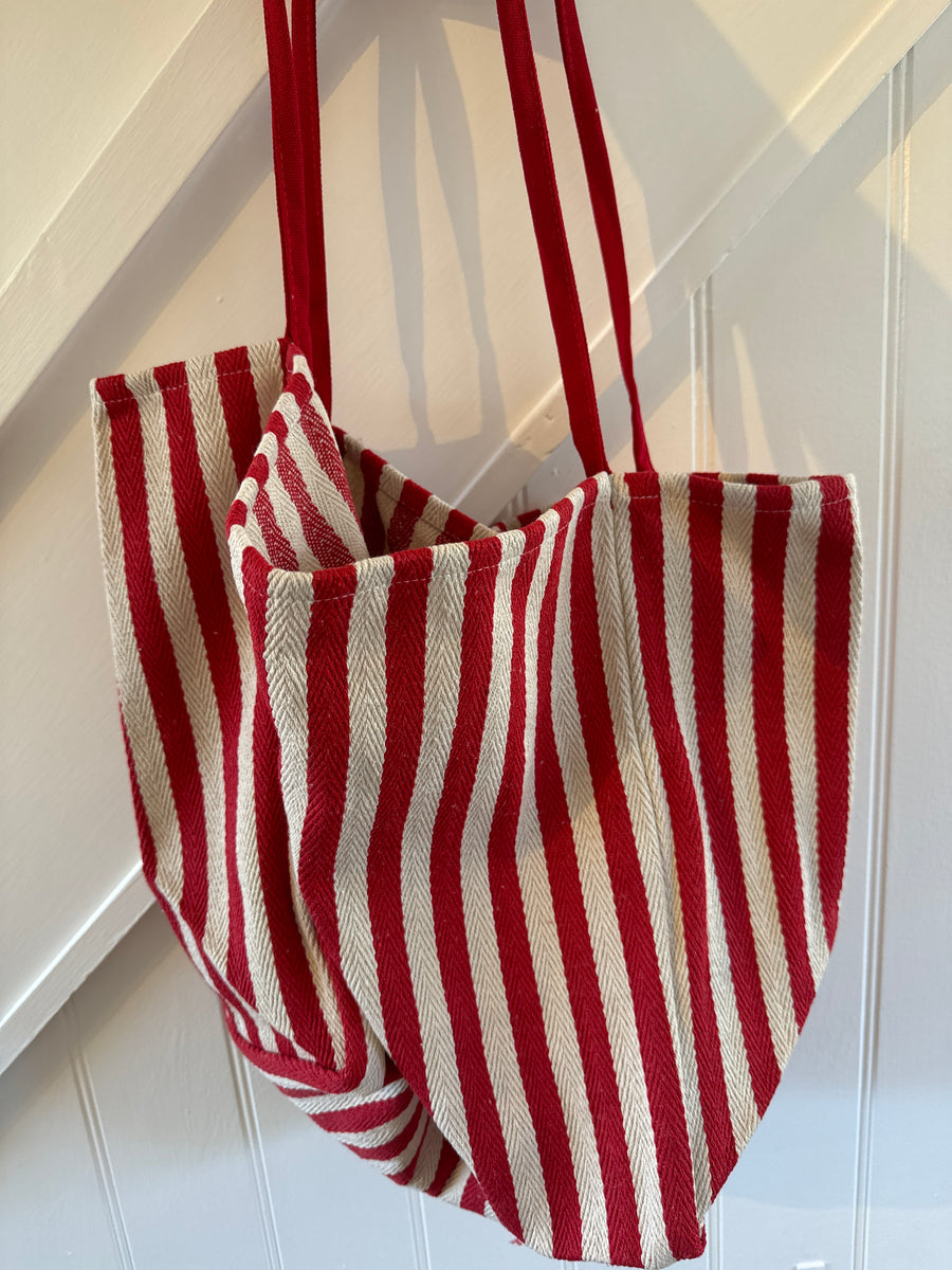 Every Thing We Wear Beach Bag Red White Stripe