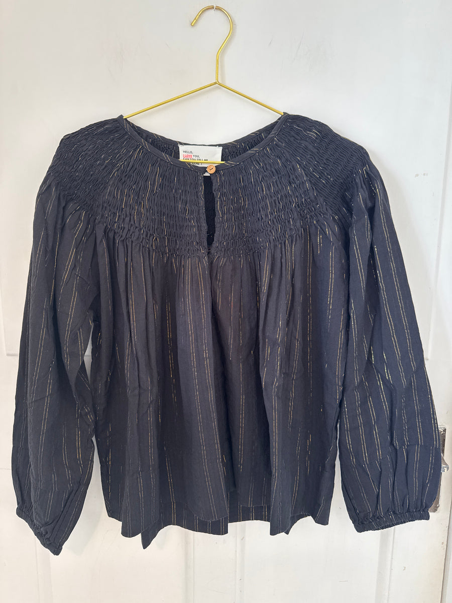 Leon & Harper Choumi Black And Gold Smock Top Blouse