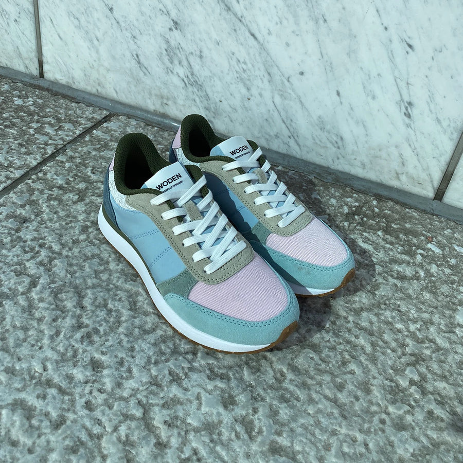 Woden Ronja Trainers Sneakers Ice Blue Colour Way Pink Sustainable