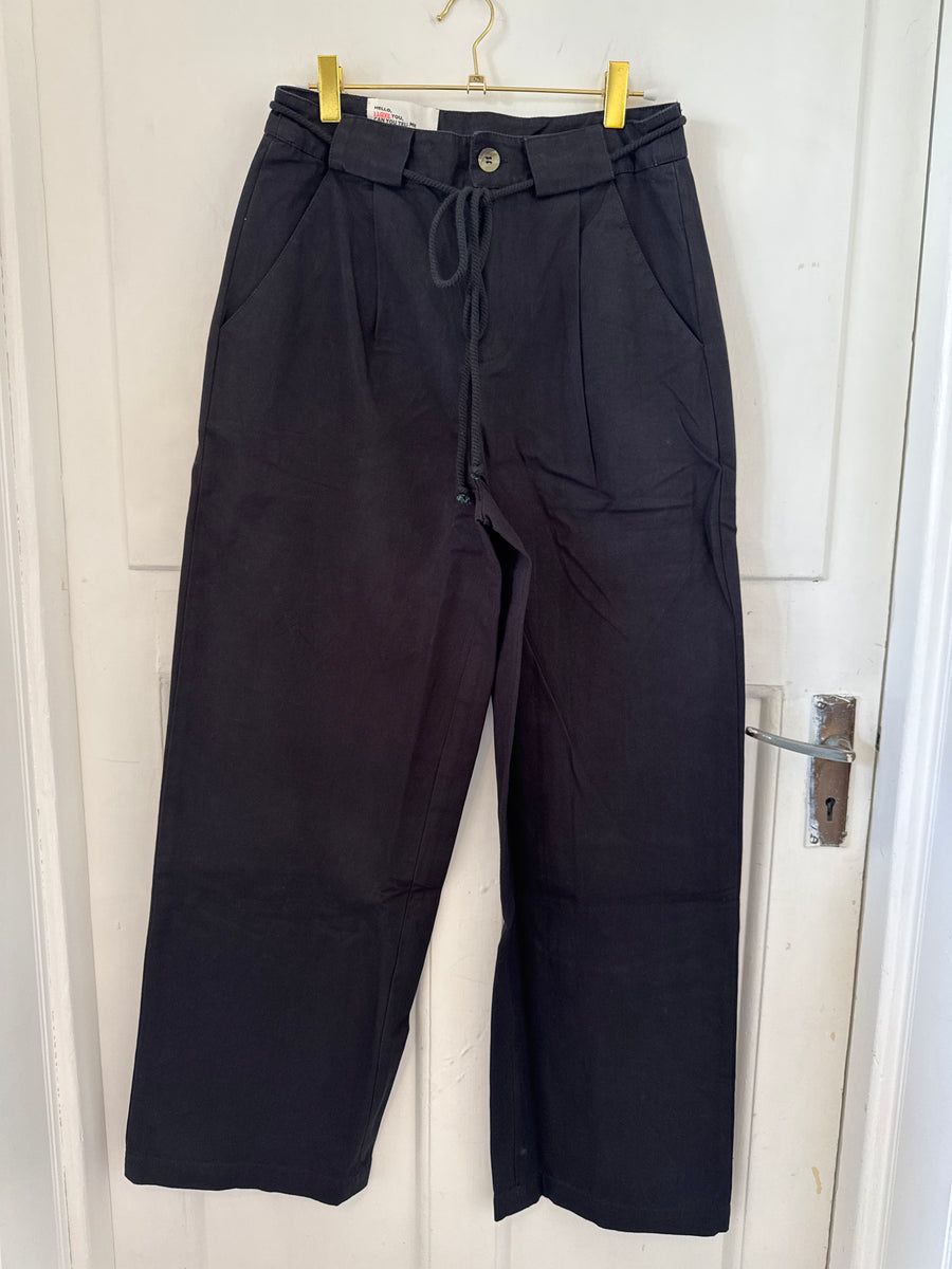 Leon & Harper Parwin Wide Leg Trousers Cotton Black