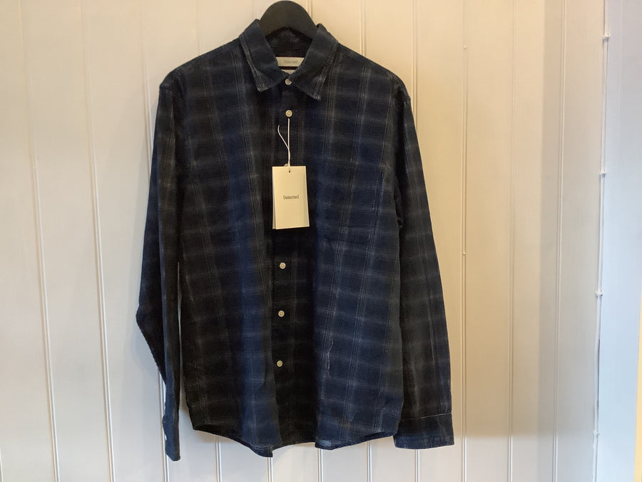 Selected Homme SLHREGCORD Check LS Shirt Navy/Blazer/Egret