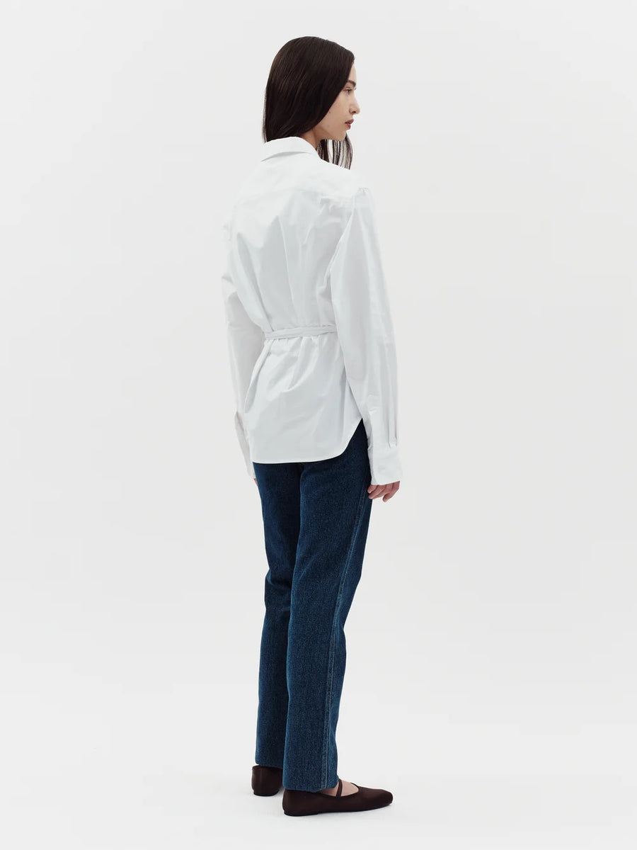 Jakke Tie Shirt Blouse White Cotton