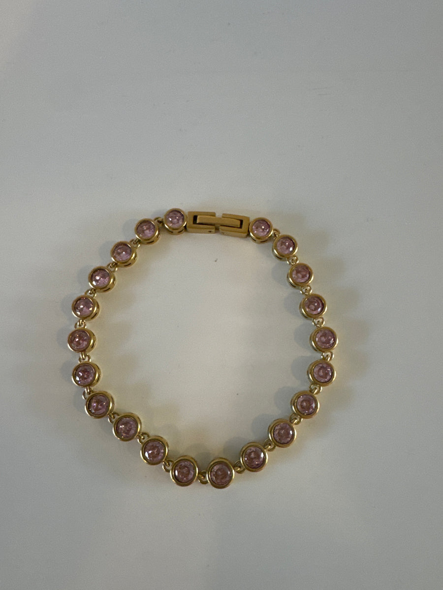 ETWW 18K Gold Plated Bracelet Pink Stone Bracelet
