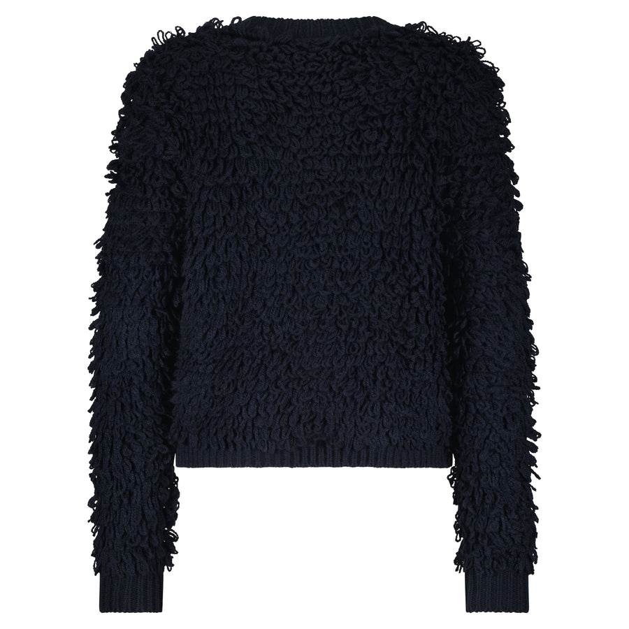 Red Button Jacket Loops Cardigan Navy