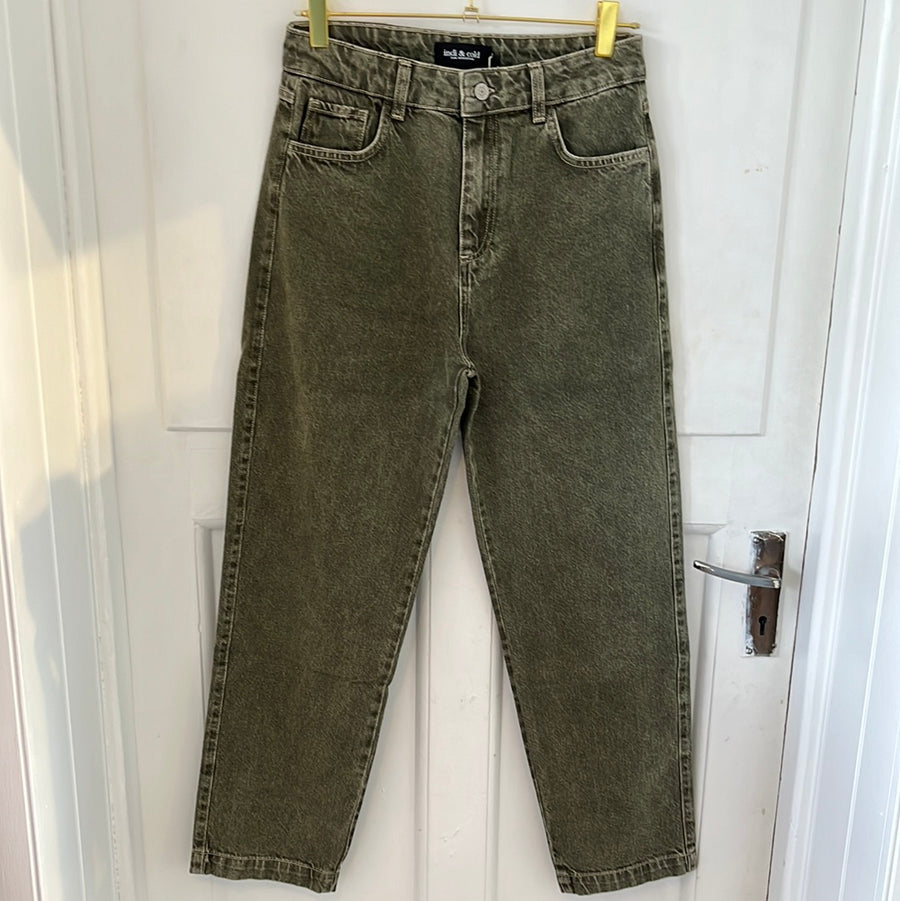 Indi & Cold Straight Leg Jeans Khaki Wash