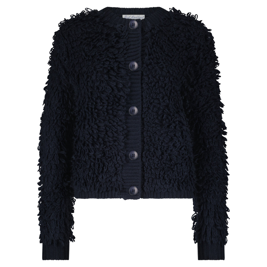 Red Button Jacket Loops Cardigan Navy