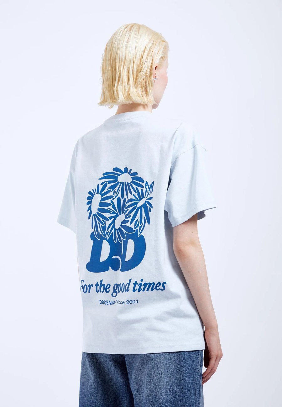 Dr Denim Trooper Tee Sky Daisy Cotton Light Blue