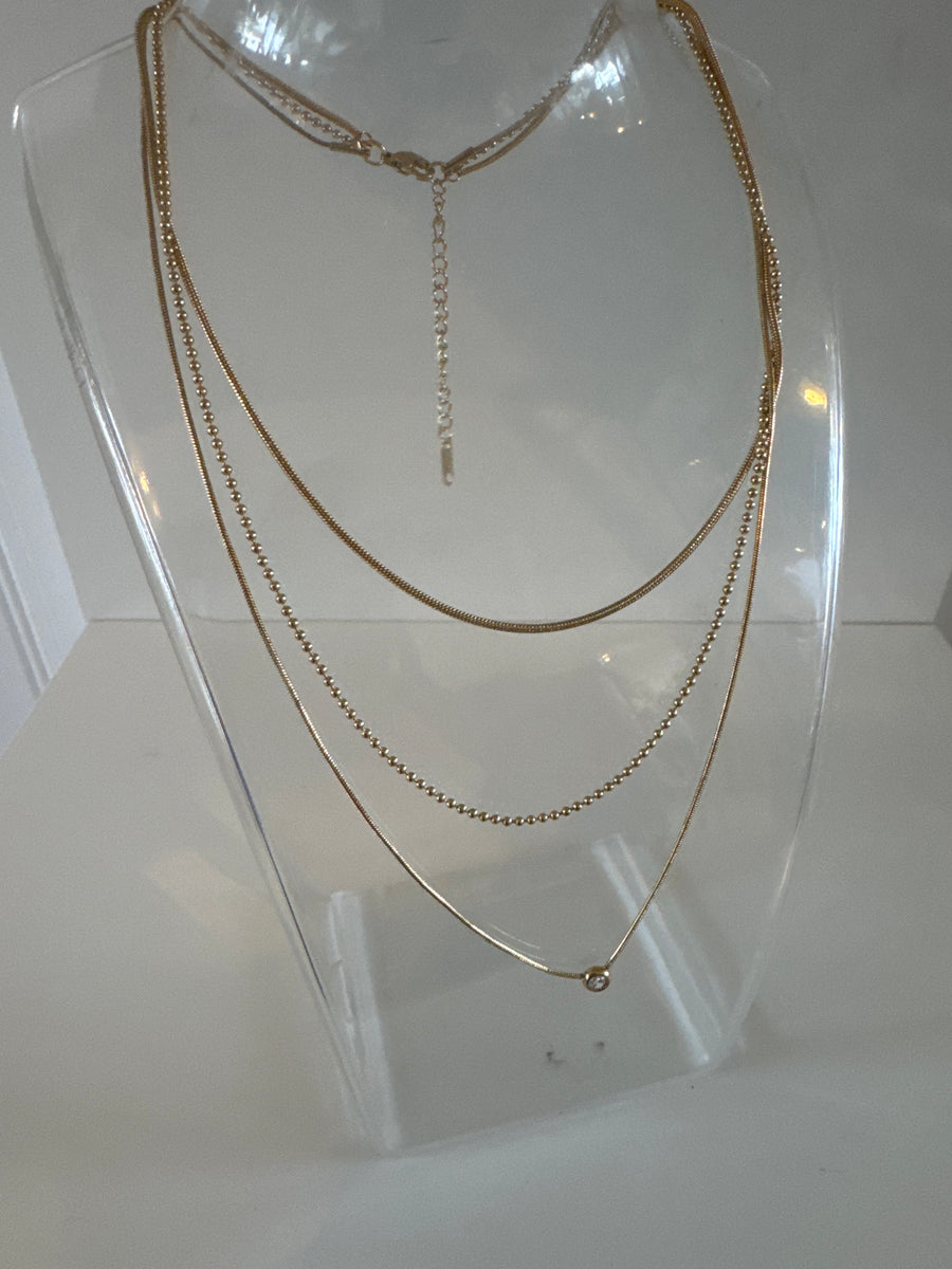 ETWW Three Chain Gold Plated Necklace