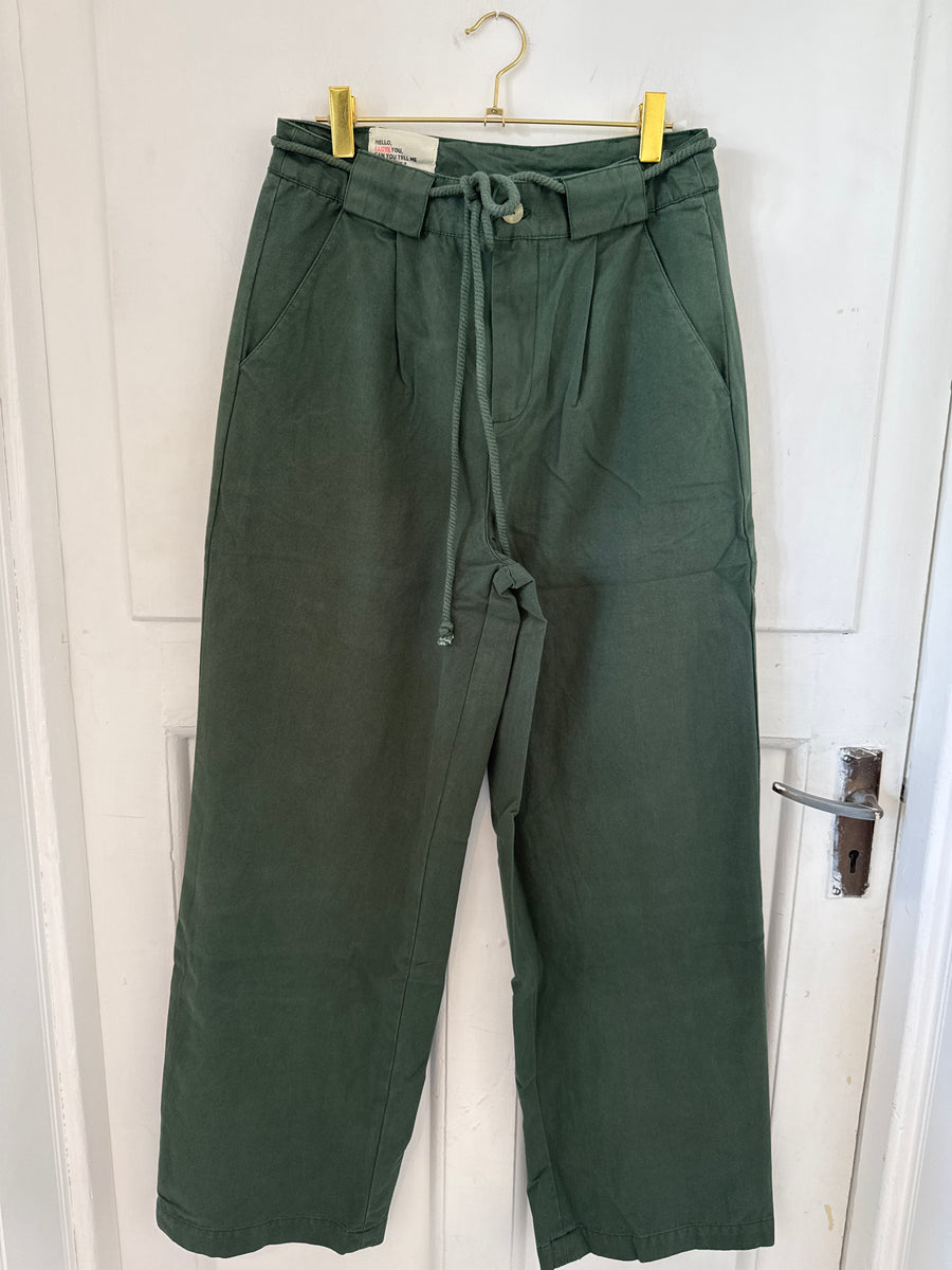 Leon & Harper Parwin Wide Leg Trousers Bottle Green