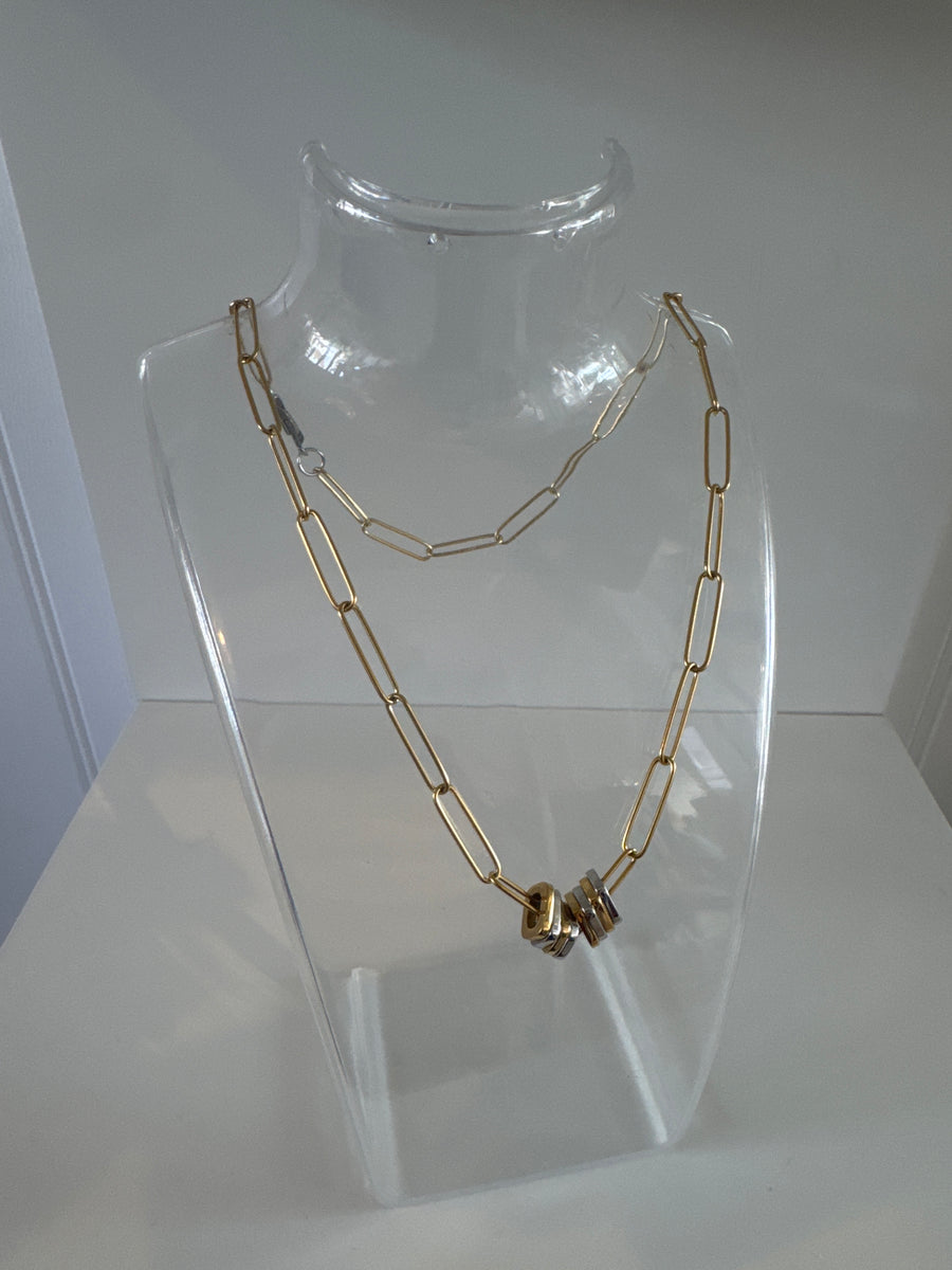 ETWW Gold Plated Paper Chain Necklace With Removable Hoops