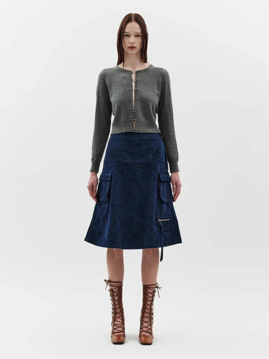 Jakke Cyra Cardigan Grey Metal Button