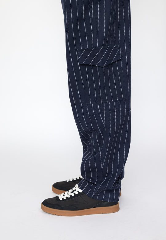 Esme Studios Lexi Trousers Navy Pinstripe GOTS Certified