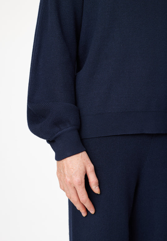 Esme Studios Melissa long Sleeve Knit Jumper Sweater Navy Sapphire