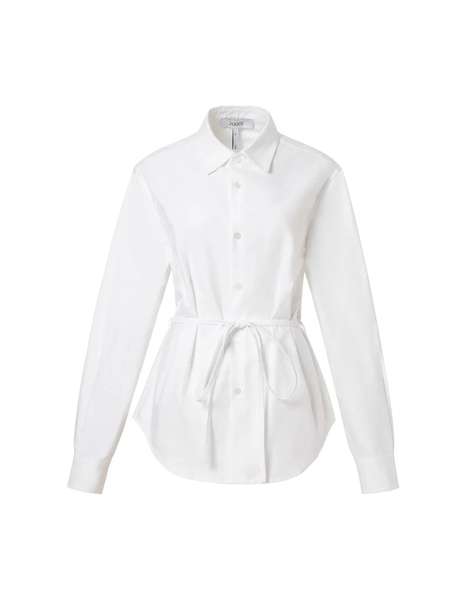 Jakke Tie Shirt Blouse White Cotton