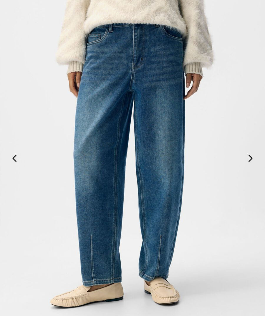 Object Barrel Leg Jeans Mid Blue