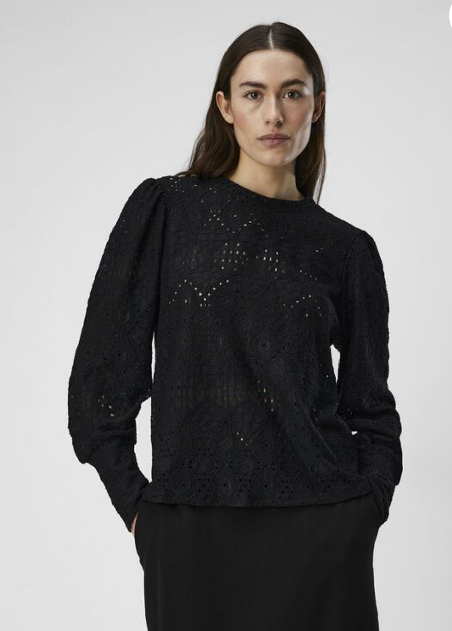 Object Feodora Long Sleeve Blouse in Black