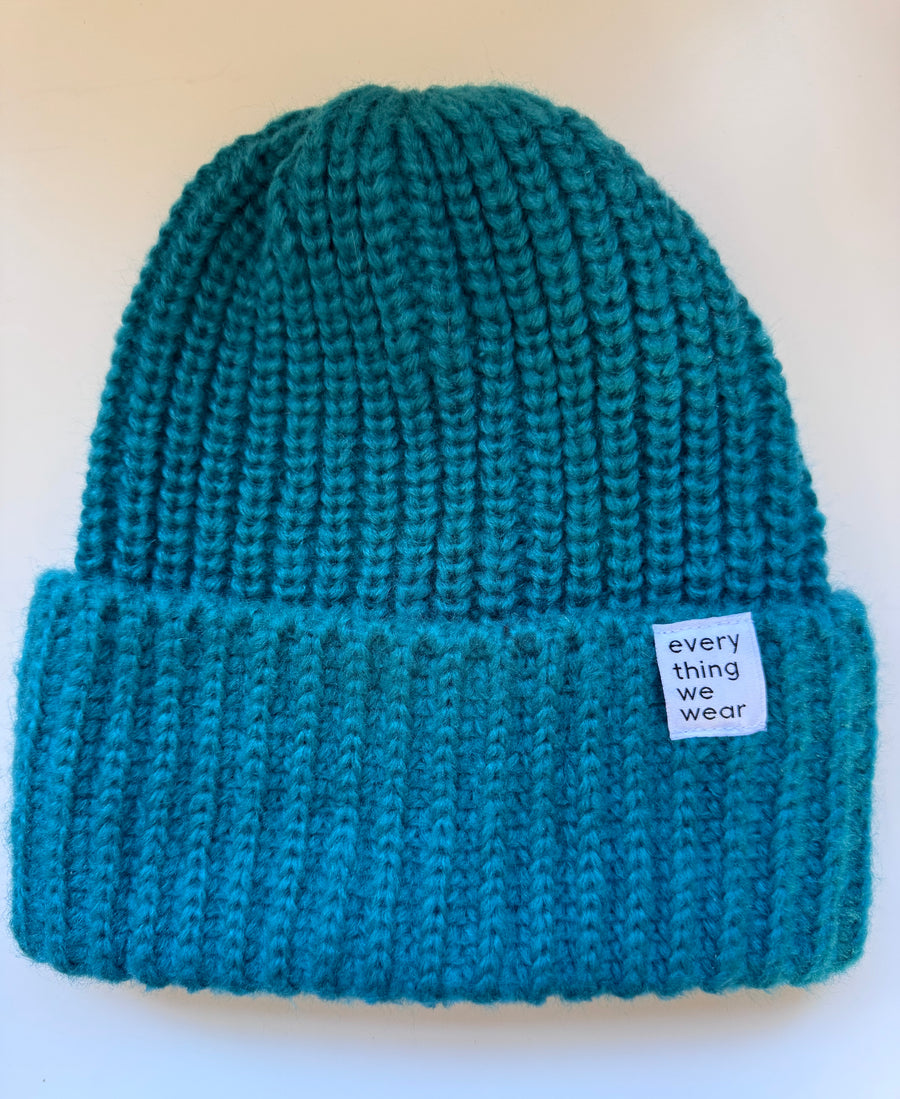 ETWW Knitted Beanie Hat Teal Green