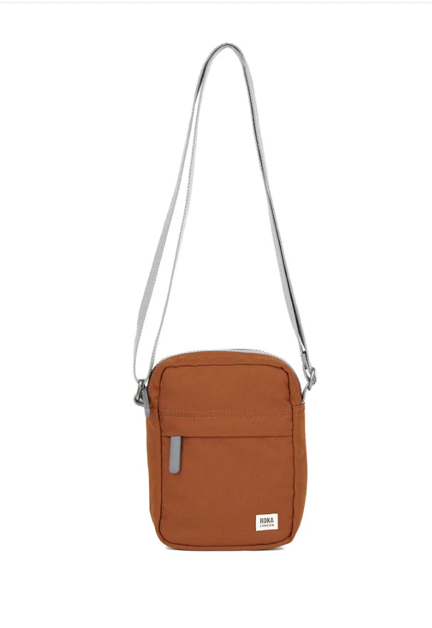 Roka Bond Recycled Canvas Cross Body Bag Bran Brown