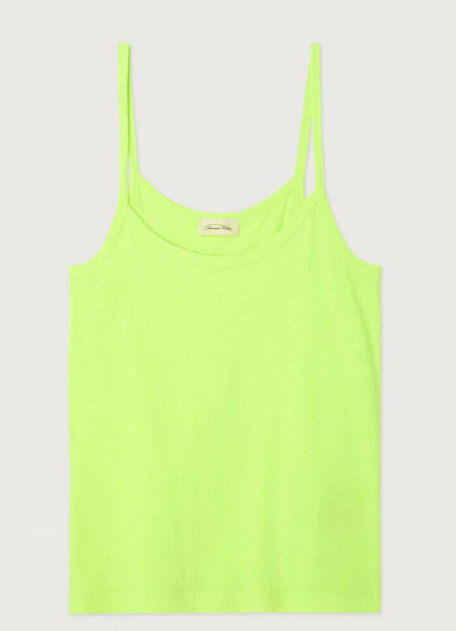 American Vintage Gamipy Vest Top Fluorescent Yellow Cotton