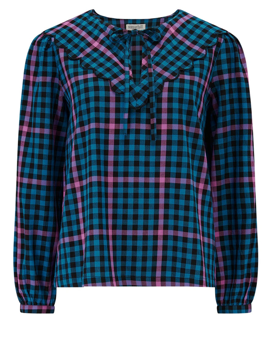 Sugarhill Brighton Nessie Scallop Collar Check Blouse
