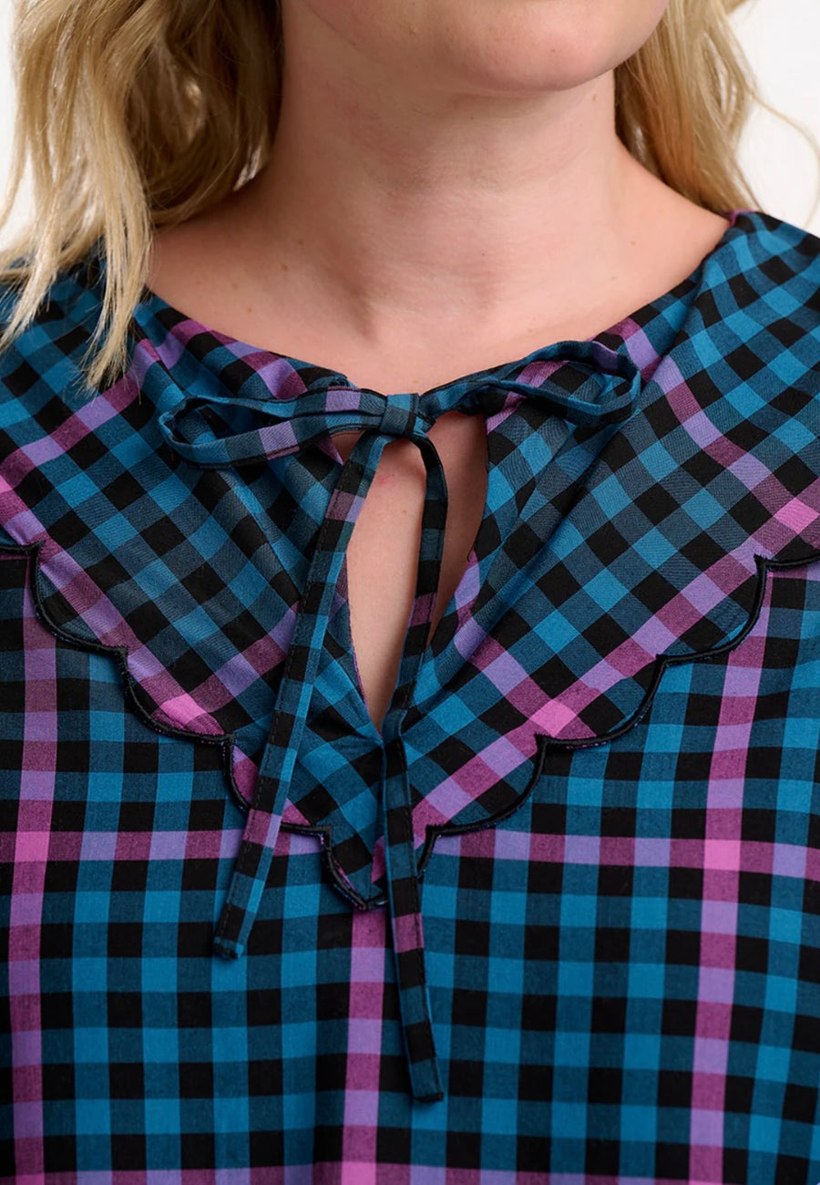 Sugarhill Brighton Nessie Scallop Collar Check Blouse