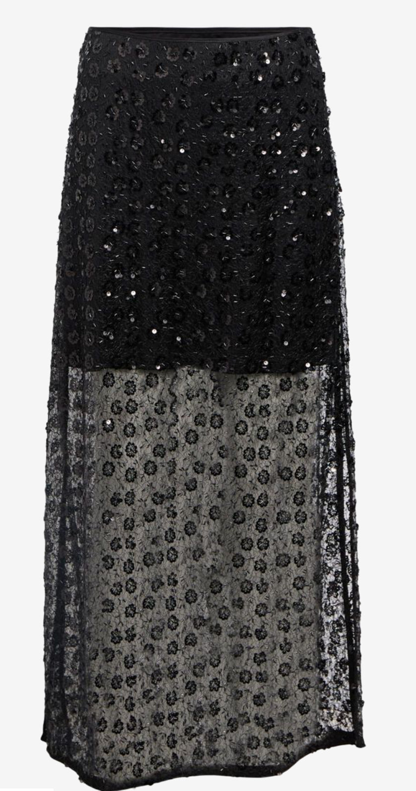 Object Maisy Lace Sequin Skirt Black