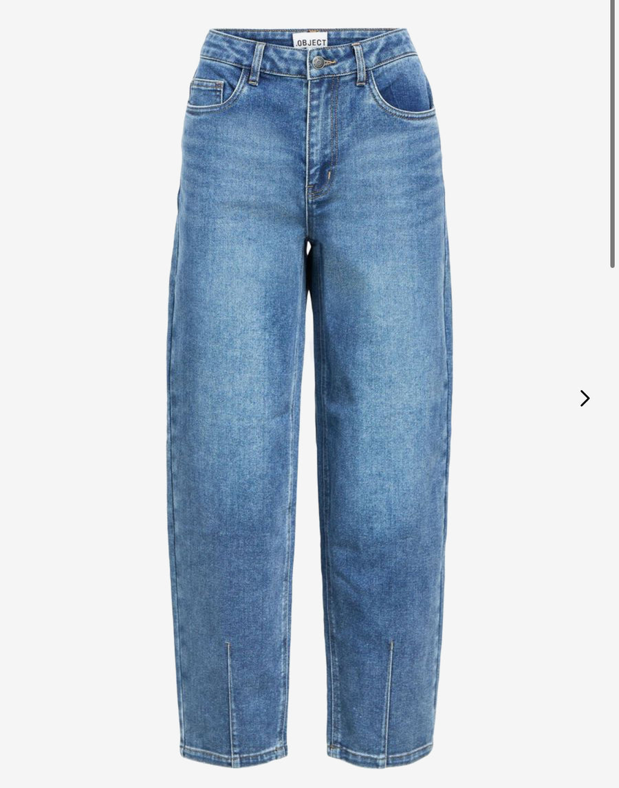 Object Barrel Leg Jeans Mid Blue