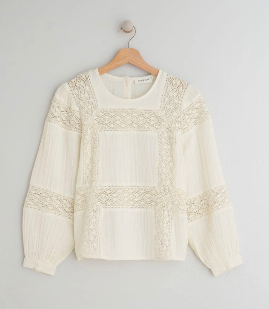 Indi & Cold Cream Lace Blouse Long Sleeve